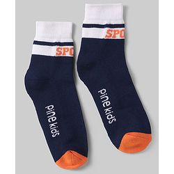 Pine Kids Cotton Knit Ankle Length Socks with Basketball & Stripe Design Pack of 3 (Color May Vary)