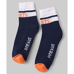 Pine Kids Cotton Knit Ankle Length Socks with Basketball & Stripe Design Pack of 3 (Color May Vary)