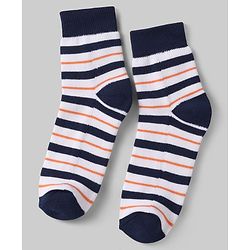 Pine Kids Cotton Knit Ankle Length Socks with Basketball & Stripe Design Pack of 3 (Color May Vary)