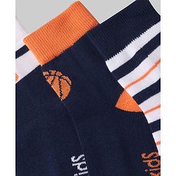 Pine Kids Cotton Knit Ankle Length Socks with Basketball & Stripe Design Pack of 3 (Color May Vary)