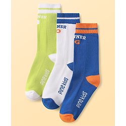 Pine Kids Cotton Knit Ankle Length Designed Socks Pack of 3 (Color May Vary)