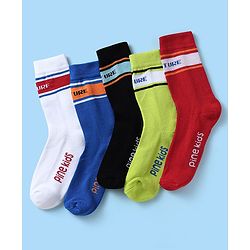 Pine Kids Knit Ankle Length Silvadur Antimicrobial Socks with Design Pack of 5 - Multicolor