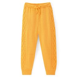Pine Kids Knit Full Sleeves Sweater Set with Cable Knit Design - Mustard