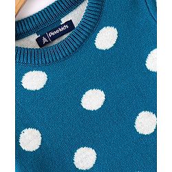 Pine Kids Knit Full Sleeves Sweater Set with Polka Dot Design & Stripes - Teal Blue & Pink