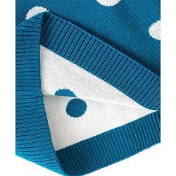 Pine Kids Knit Full Sleeves Sweater Set with Polka Dot Design & Stripes - Teal Blue & Pink