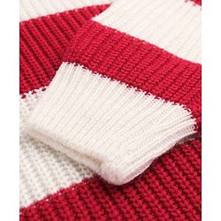 Pine Kids Knit Full Sleeves Sweater Set with Stripes - Red & White