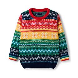 Pine Kids Knit Full Sleeves Pullover Sweater with Aztec Design - Multicolor
