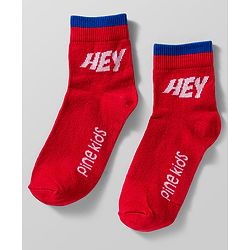 Pine Kids Cotton Knit Ankle Length Socks With Text Design Pack Of 5 ( Colour May Vary )
