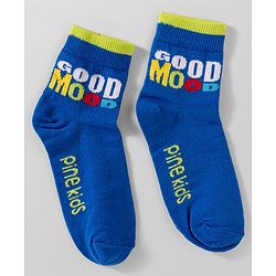 Pine Kids Cotton Knit Ankle Length Socks With Text Design Pack Of 5 ( Colour May Vary )