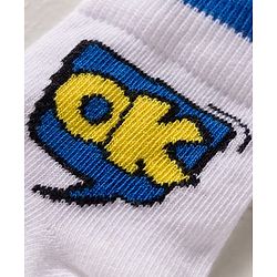 Pine Kids Cotton Knit Ankle Length Socks With Text Design Pack Of 5 ( Colour May Vary )