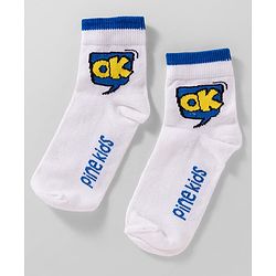 Pine Kids Cotton Knit Ankle Length Socks With Text Design Pack Of 5 ( Colour May Vary )