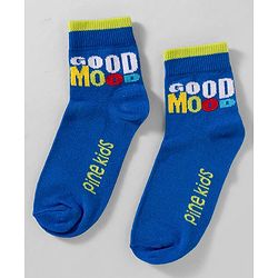 Pine Kids Cotton Knit Ankle Length Socks With Text Design Pack Of 5 ( Colour May Vary )
