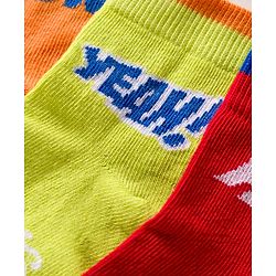 Pine Kids Cotton Knit Ankle Length Socks With Text Design Pack Of 5 ( Colour May Vary )