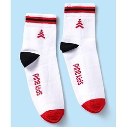 Pine Kids Knit Ankle Length Silvadur Antimicrobial Socks with Text Design Pack of 3 - Black & White