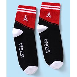 Pine Kids Knit Ankle Length Silvadur Antimicrobial Socks with Text Design Pack of 3 - Black & White