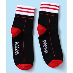Pine Kids Knit Ankle Length Silvadur Antimicrobial Socks with Text Design Pack of 3 - Black & White