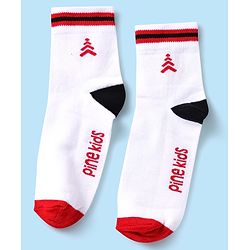 Pine Kids Knit Ankle Length Silvadur Antimicrobial Socks with Text Design Pack of 3 - Black & White