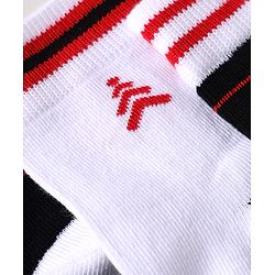 Pine Kids Knit Ankle Length Silvadur Antimicrobial Socks with Text Design Pack of 3 - Black & White