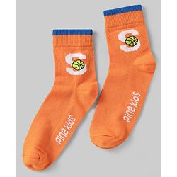 Pine Kids Knit Ankle Length Silvadur Antimicrobial Socks with Basketball Design Pack of 5 - Multicolor