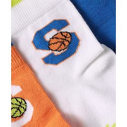 Pine Kids Knit Ankle Length Silvadur Antimicrobial Socks with Basketball Design Pack of 5 - Multicolor