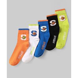 Pine Kids Knit Ankle Length Silvadur Antimicrobial Socks with Basketball Design Pack of 5 - Multicolor