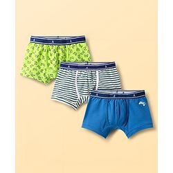 Pine Kids Cotton Elastane Knit Striped & Printed Assorted Trunks Pack of 3 (Color May Vary)