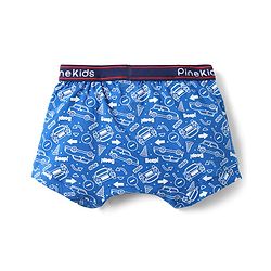 Pine Kids Cotton Knit Trunks with Stripe Design & Car Print Pack of 3 - Red & Blue
