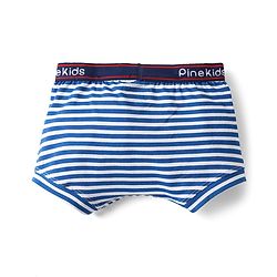 Pine Kids Cotton Knit Trunks with Stripe Design & Car Print Pack of 3 - Red & Blue