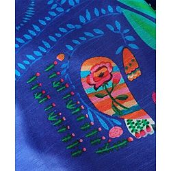Pine Kids Woven Full Sleeves Kurta Pajama Set with Tropical Theme Print - Blue & White