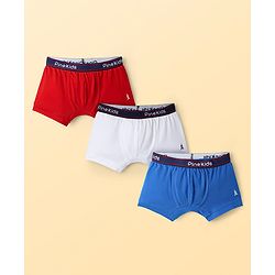 Pine Kids Cotton Elastane Knit Solid Colour Trunks Pack Of 3 (Colours May Vary)