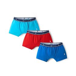 Pine Kids Cotton Elastane Knit Solid Colour Trunks Pack Of 3 - Light Blue Navy Blue & Red