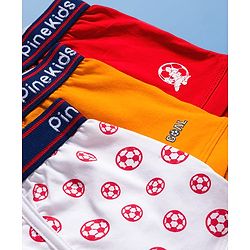 Pine Kids Cotton Elastane Trunks with Football Print Pack of 3 (Color May Vary)