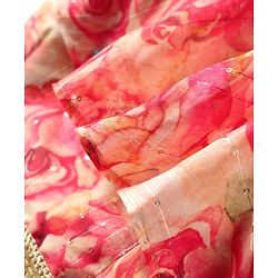 Pine Kids Woven Sleeveless Lehenga Choli Set with Floral Print & Lace Detailing - Pink