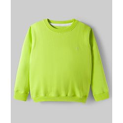 Pine Kids Knit Full Sleeves Solid Sweatshirt - Lime Green