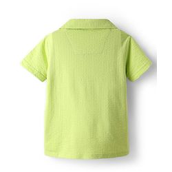 Pine Kids Cotton Woven Half Sleeves Solid Colour Shirt With Textured Design - Light Green