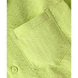 Pine Kids Cotton Woven Half Sleeves Solid Colour Shirt With Textured Design - Light Green