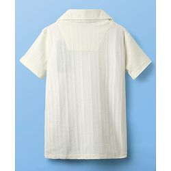 Pine Kids Cotton Woven Half Sleeves Solid Colour Shirt With Textured Design - Light Green