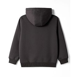 Pine Kids Knit Full Sleeves Solid Color Hooded SweatJacket with Kangaroo Pocket - Black