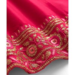 Pine Kids Woven Three Fourth Sleeves Floral Embroidered & Sequinned Kurti & Salwar Set with Dupatta - Dark Pink