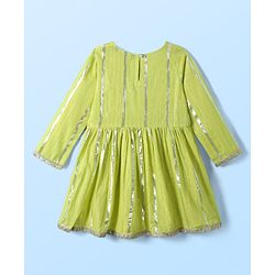 Pine Kids Woven Full Sleeves Kurta & Sharara Set With Dupatta With Lace Detailing - Yellow