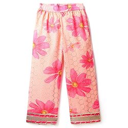 Pine Kids Woven Three Fourth Sleeves Floral Printed Kurta Churidar Set With Dupatta - Pink