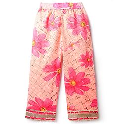 Pine Kids Woven Three Fourth Sleeves Floral Printed Kurta Churidar Set With Dupatta - Pink