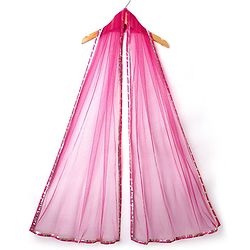 Pine Kids Woven Three Fourth Sleeves Floral Printed Kurta Churidar Set With Dupatta - Pink