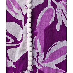 Pine Kids Cotton Woven Three Fourth Sleeves Floral Printed Kurta Salwar & Dupatta Set - Purple