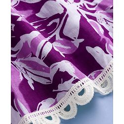 Pine Kids Cotton Woven Three Fourth Sleeves Floral Printed Kurta Salwar & Dupatta Set - Purple