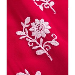 Pine Kids Woven Cap Sleeves Kurta Gharara & Dupatta Set With Floral Print - Red