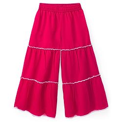 Pine Kids Woven Cap Sleeves Kurta Gharara & Dupatta Set With Floral Print - Red