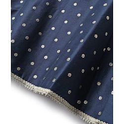 Pine Kids Woven Three Fourth Sleeves Glitter Printed Kurti Salwar Set with Dupatta & Embroidery - Navy Blue