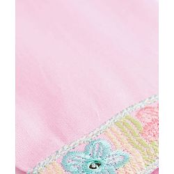 Pine Kids Woven Three Fourth Sleeves Kurta Churidar & Dupatta Set With Floral Embriodery - Lilac