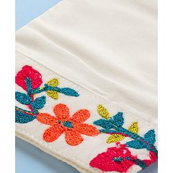 Pine Kids Woven Three Fourth Sleeves Floral Embroidered Kurti & Salwar Set with Dupatta - White & Red